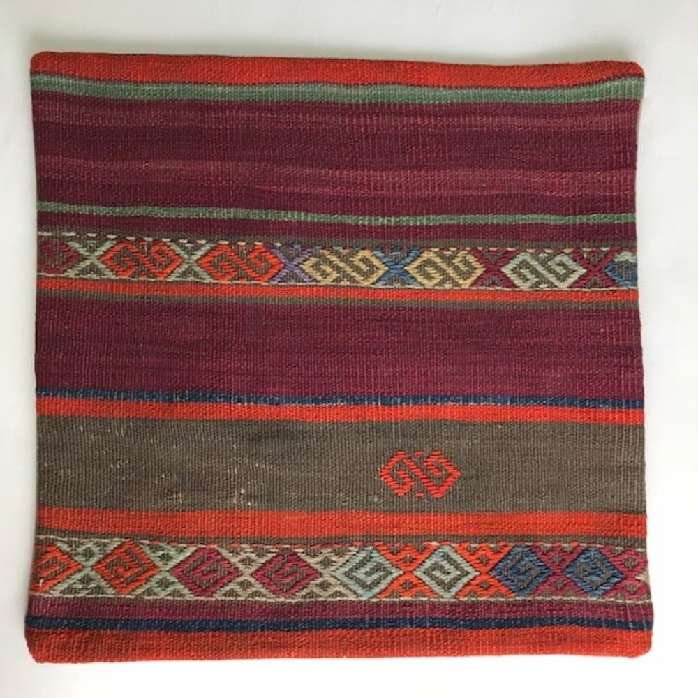 Turkish Throw Pillow Cover, Kilim Cushion. 20"x20"